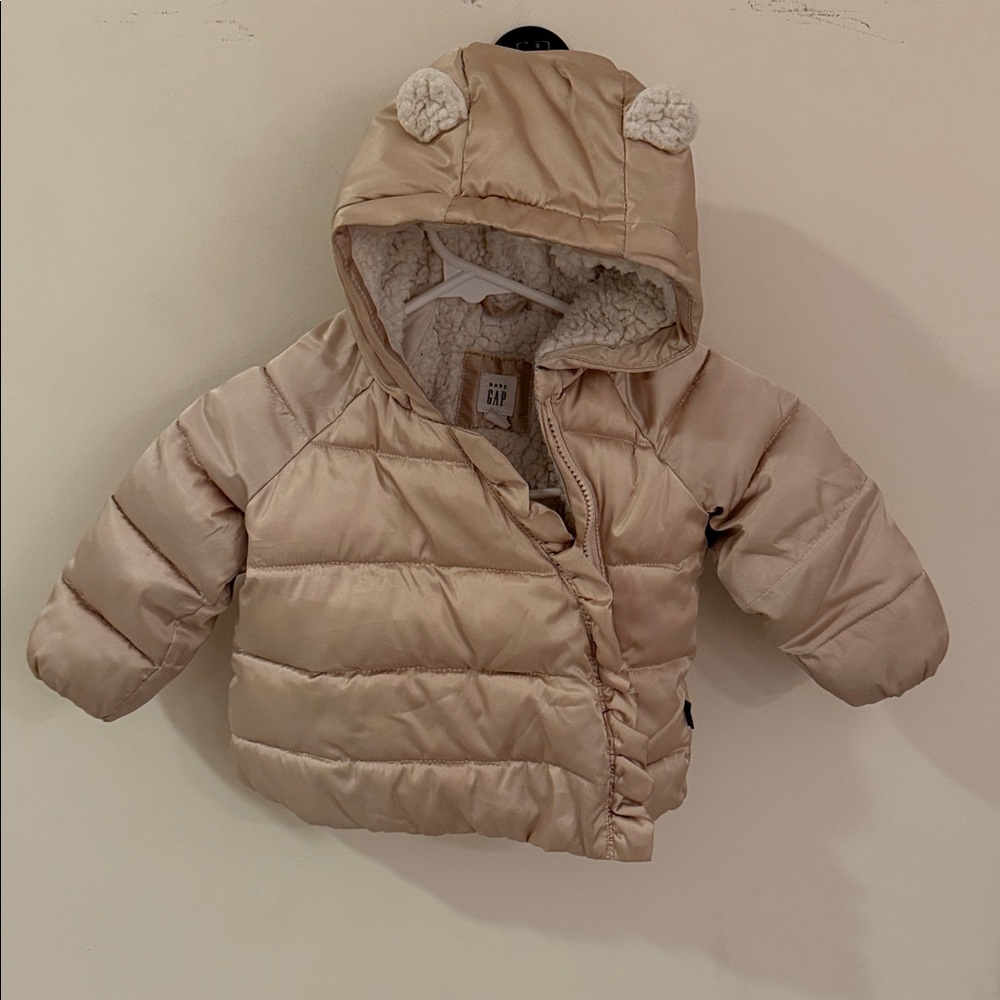 GAP Tan Baby Puffer Jacket with Ears